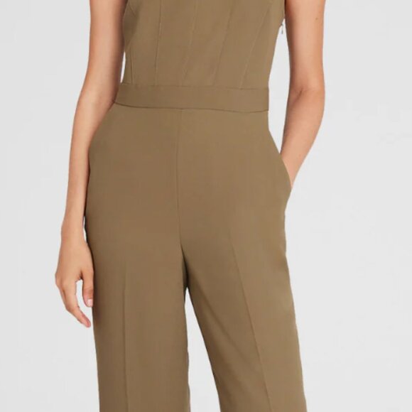 Club Monico, Crepe Square-Neck Jumpsuit, Olive Size 10 - Picture 3 of 7